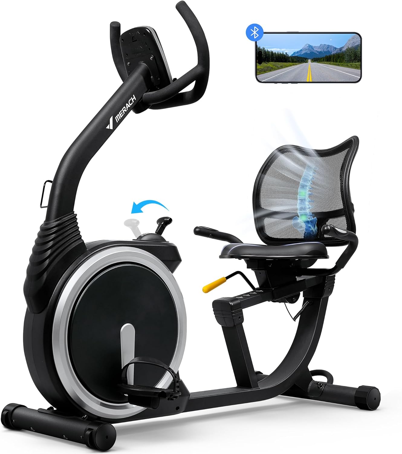 MERACH Recumbent Exercise Bike, High-end Magnetic Stationary Bike