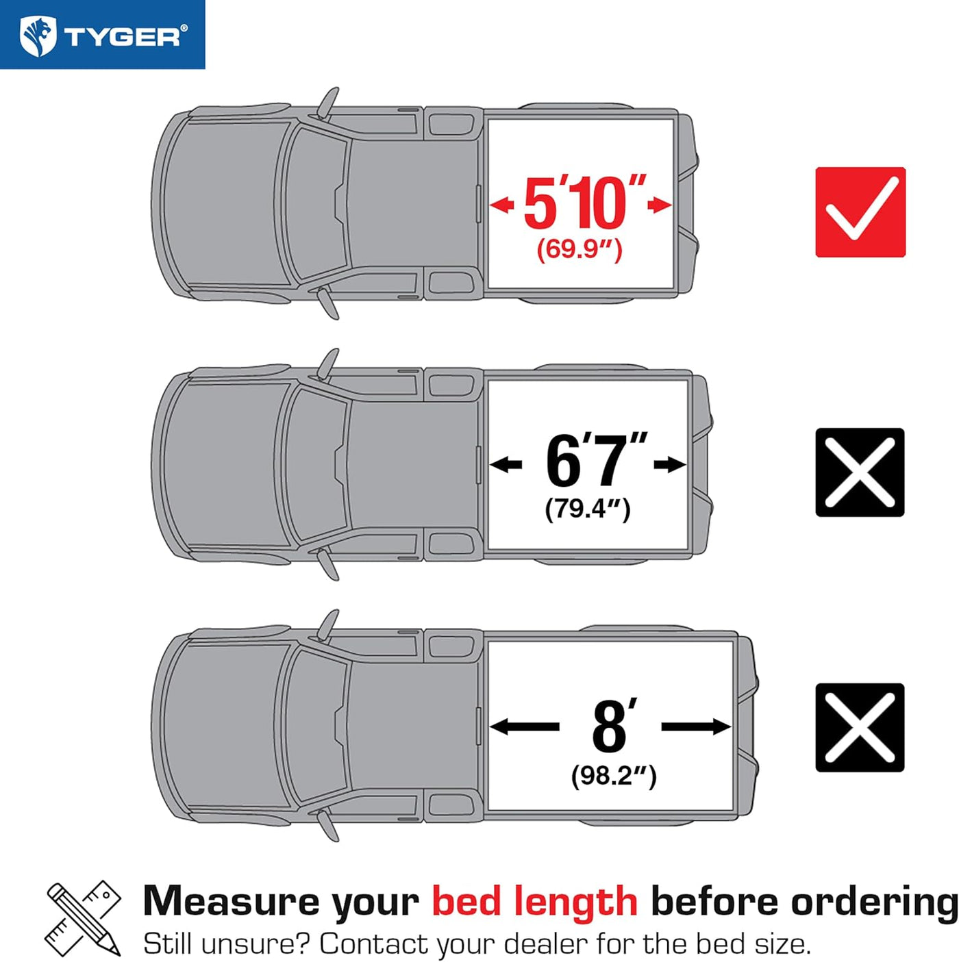 Tyger Auto T1 Soft Roll-up Truck Bed Tonneau Cover 5'10" (70") Bed - $120