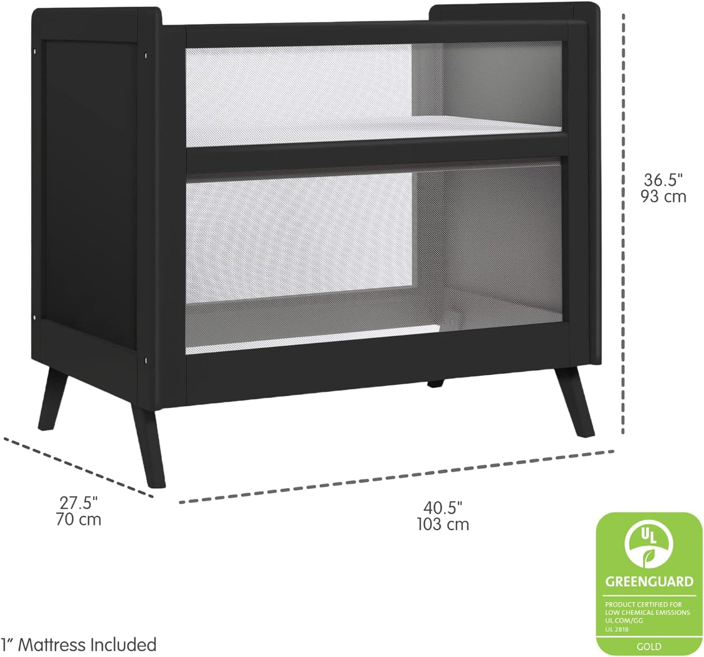 BreathableBaby Breathable Mesh 2-in-1 Mini Crib, Black - $180