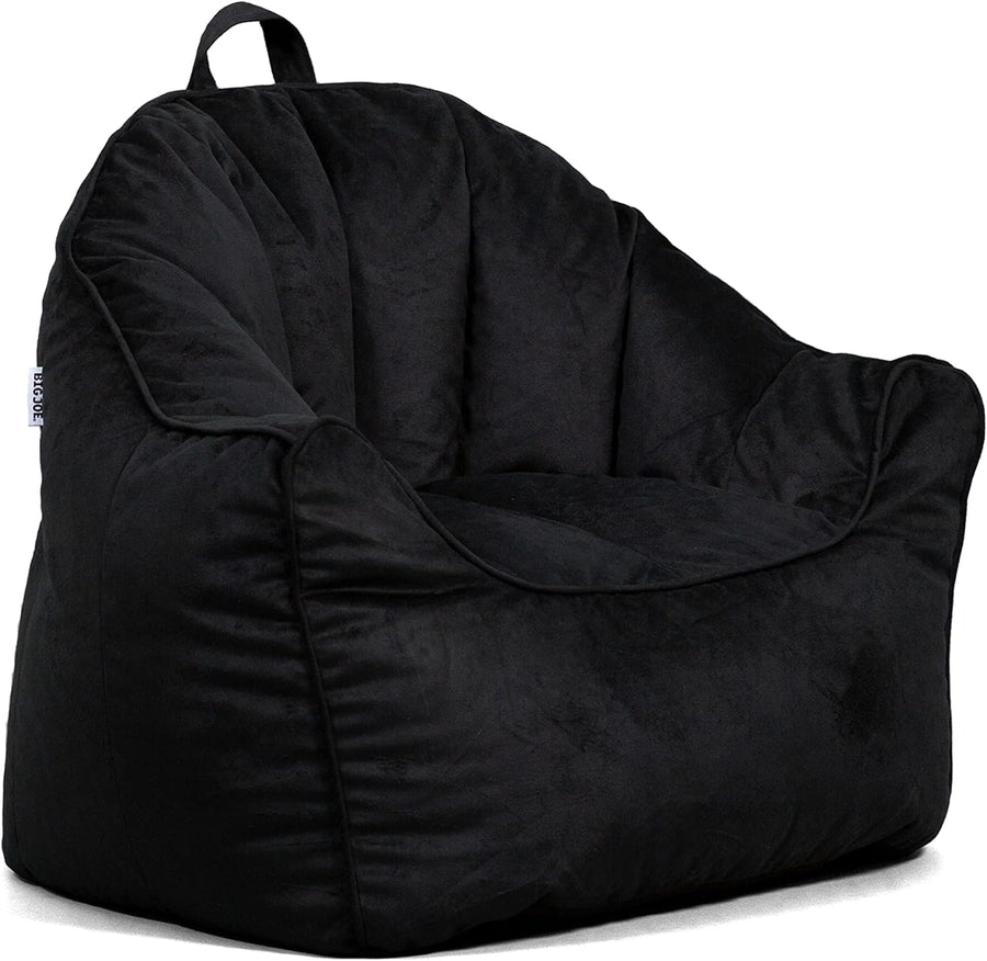Big Joe Hug Bean Bag Chair, Black Plush, Soft Polyester, 3 feet - $50