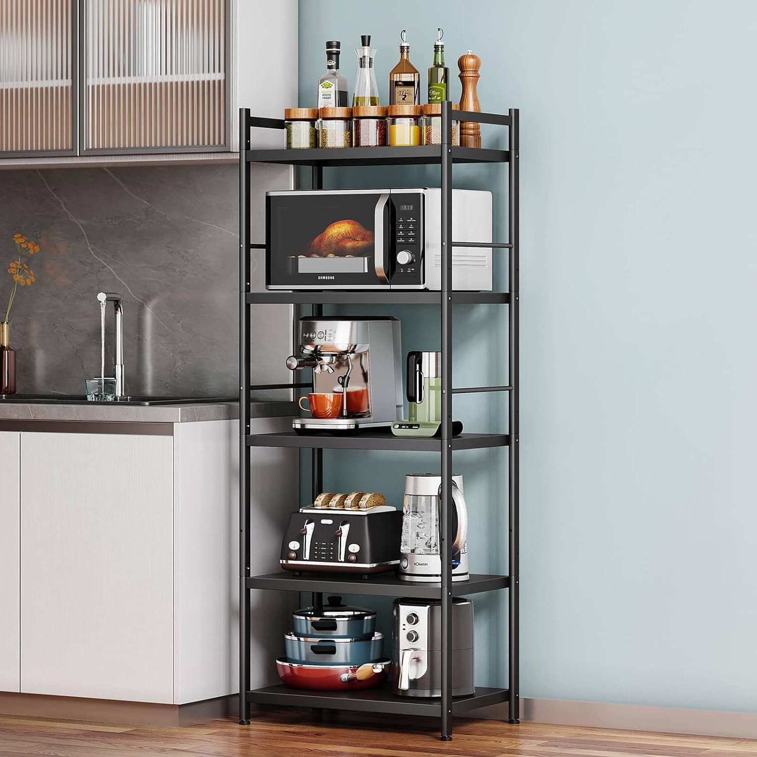 Denkee 5-Tier Bakers Rack for Kitchen (23.23 L x 15.16 W x 60.91 H) - $50