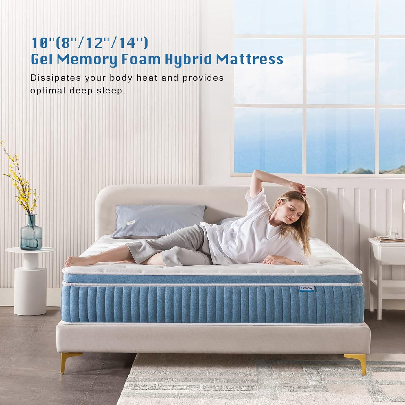 Rimensy Full Mattress, 12 Inch Hybrid Mattress in a Box, Gel Memory Foam Mattress - $115