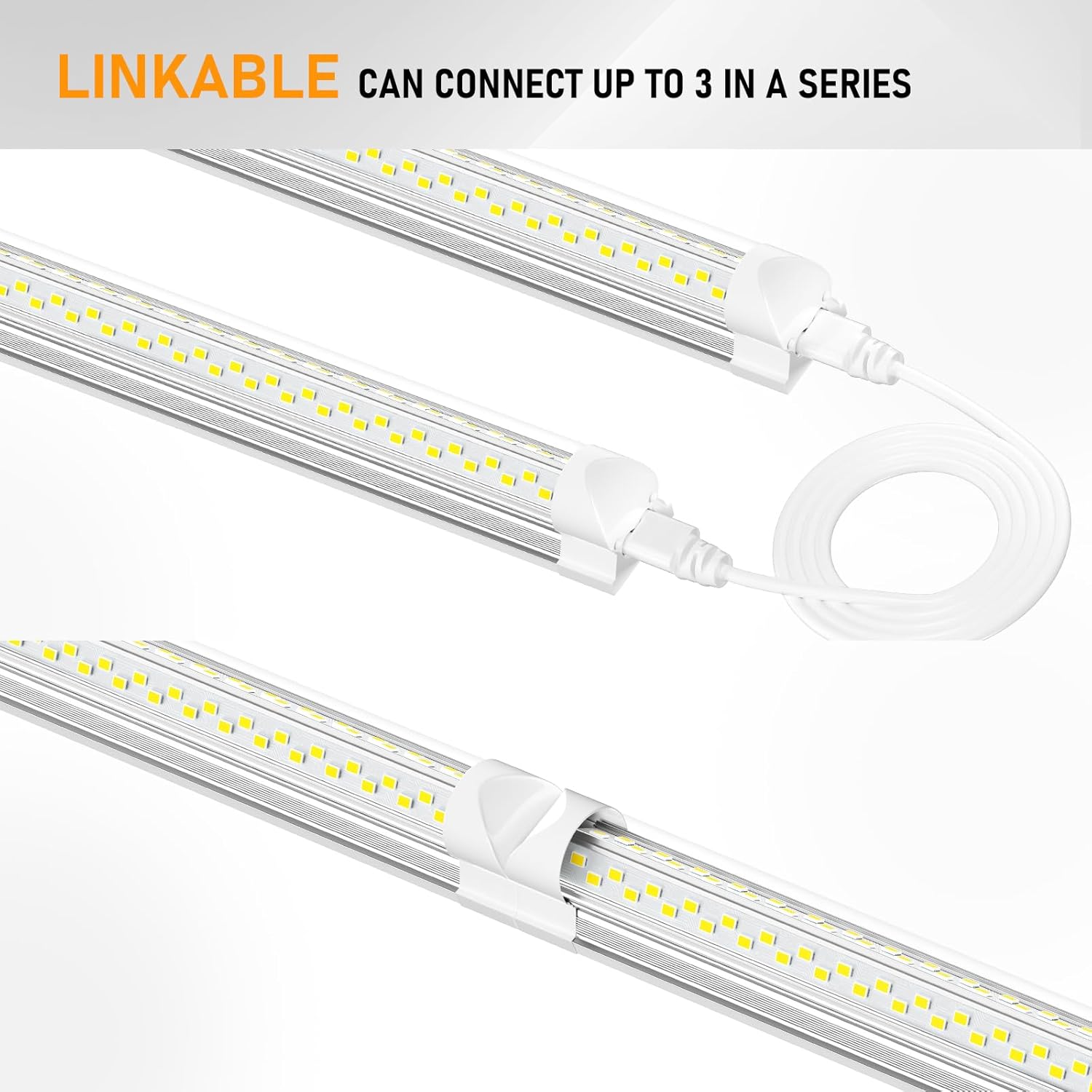 8ft LED Shop Light, 8' 100W 15000lm 6000K (12 Pack), 8 Foot Linkable - $105