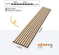 Olanglab Wood Slat Wall Panels, 2 Pack Wood Slats for Wall, 94.48"x 12.59"x 0.82" - $85