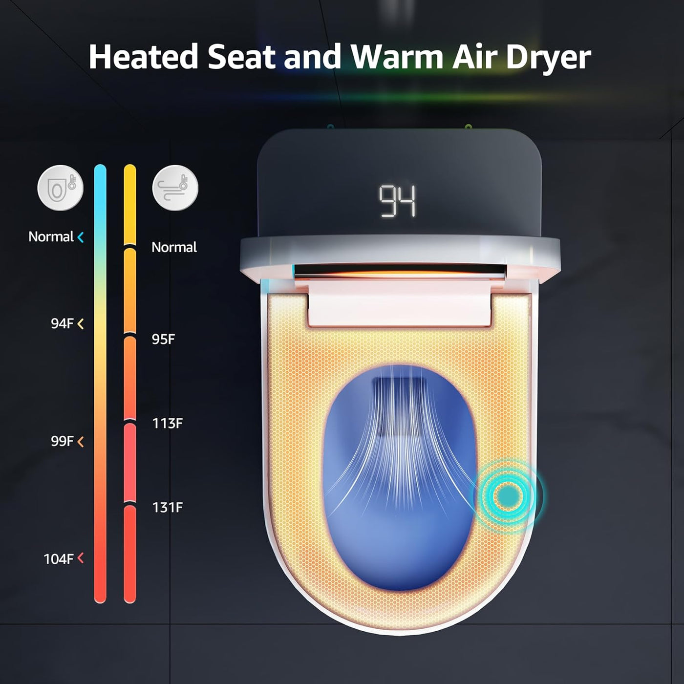 Tankless Smart Toilet with Bidet Built In, Heated Seat, Warm Water and Dry - $300