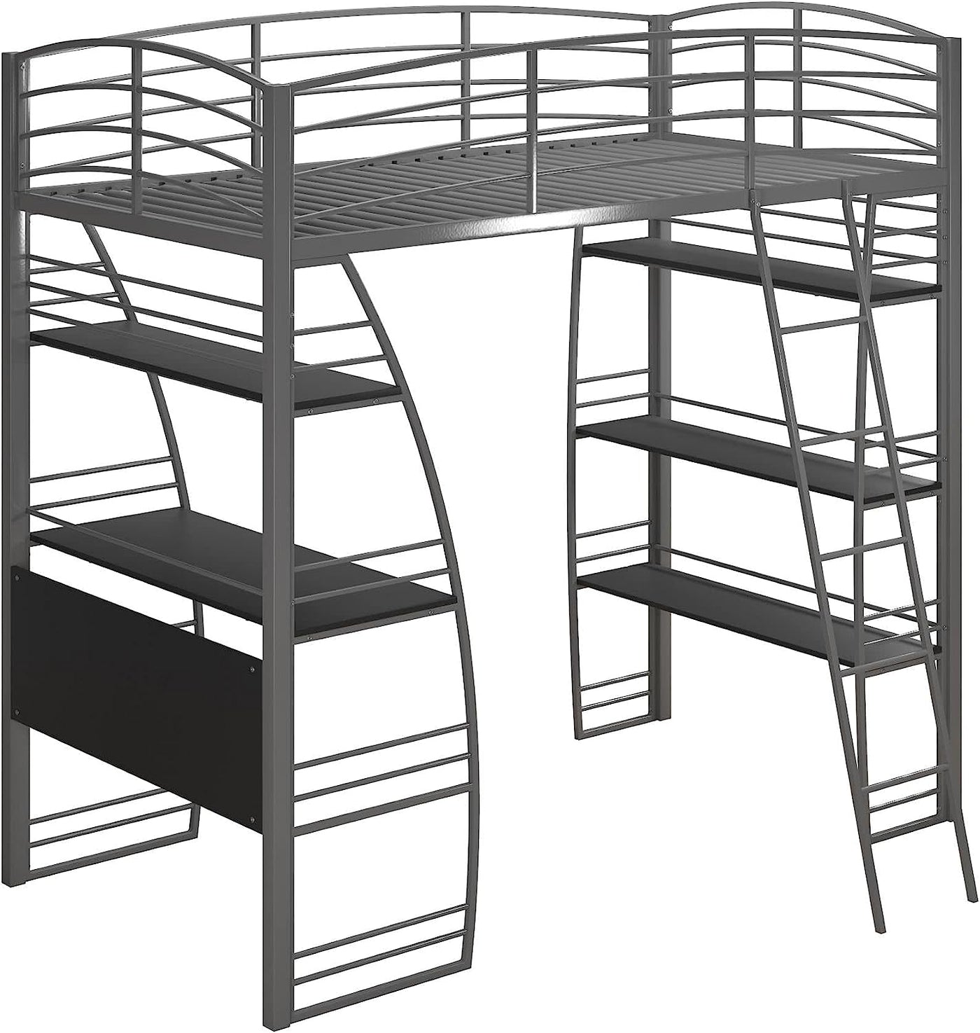 DHP Studio Loft Bunk Bed Over Desk and Bookcase with Metal Frame - Twin (Gray) - $235