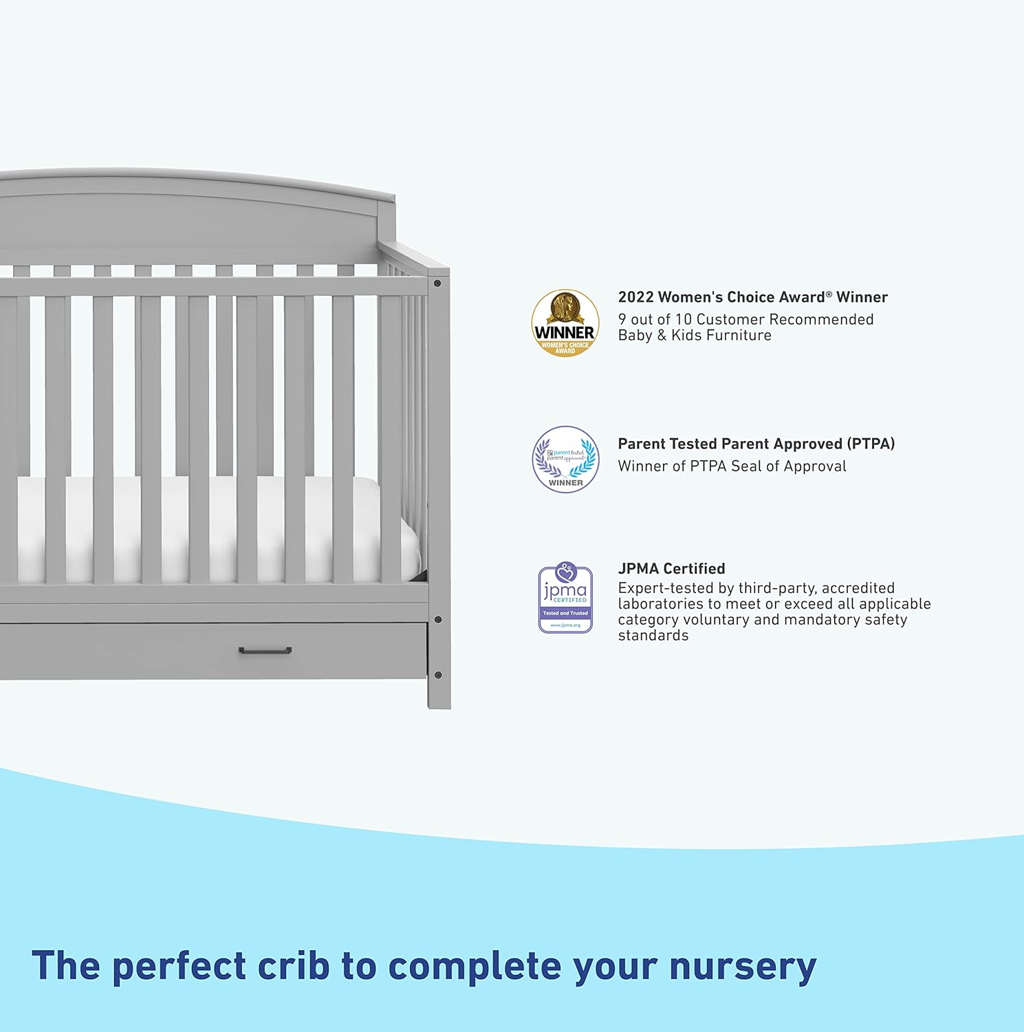 Graco Benton 5-in-1 Convertible Crib with Drawer (Pebble Gray) - $135