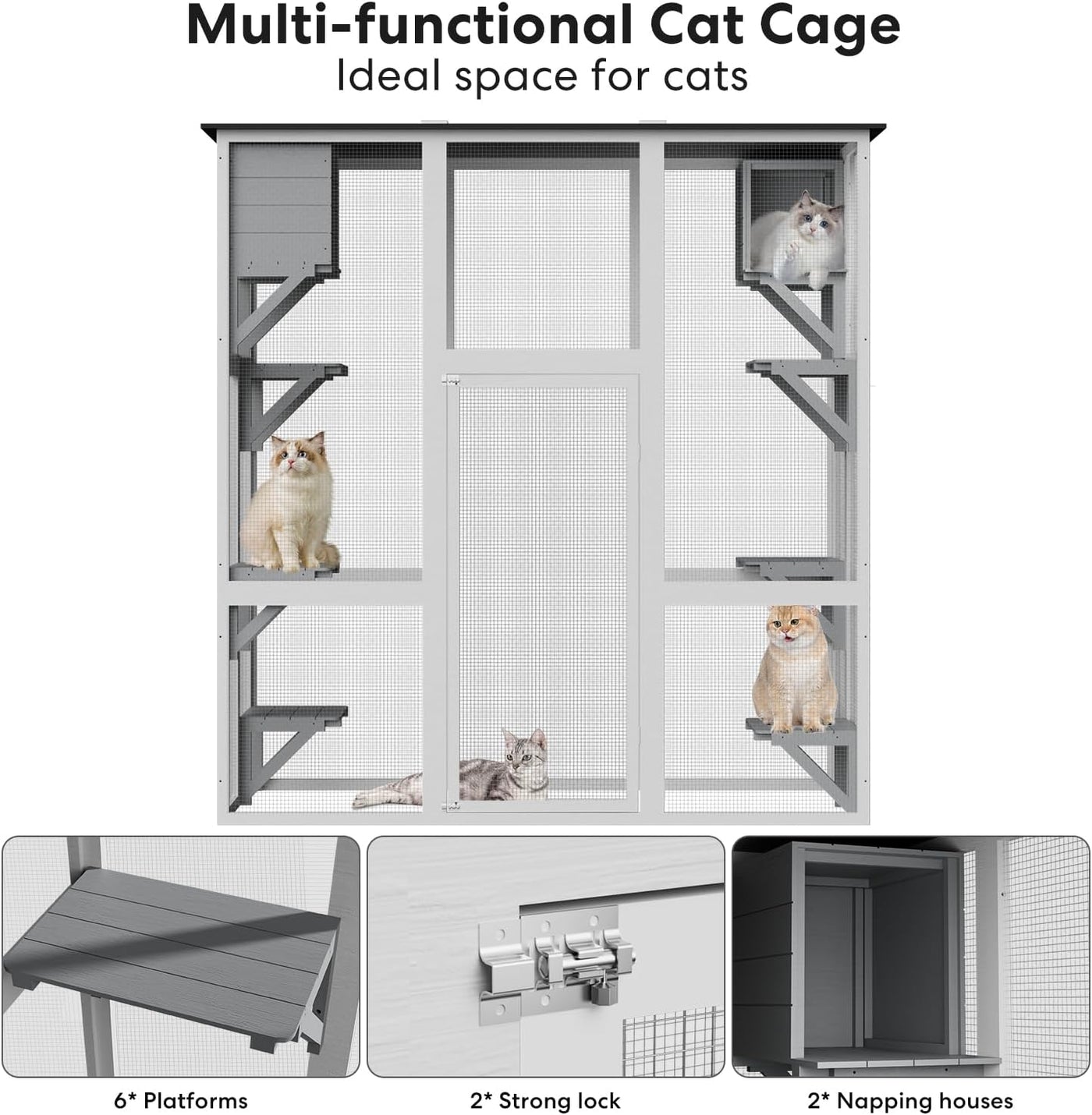 Outdoor Wooden Cat Catio - Large Solid Wood Cat Cage Playpen - $155