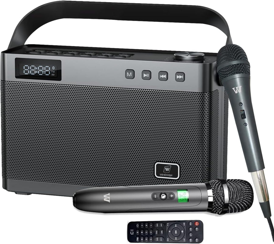 WinBridge Karaoke Machine with Wireless Microphones, Portable Bluetooth Speaker - $120