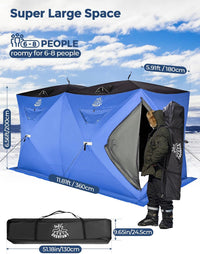 DEERFAMY Ice Fishing Shelter, 3/4/6/8 Person Ice Fishing Tent, Blue - $120