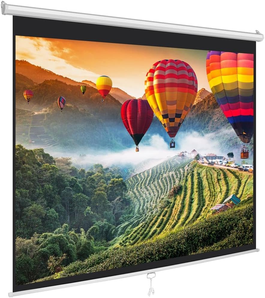 Pyle Manual Pull-Down Projector Screen - Universal 72-inch Roll-Down Retractable - $40