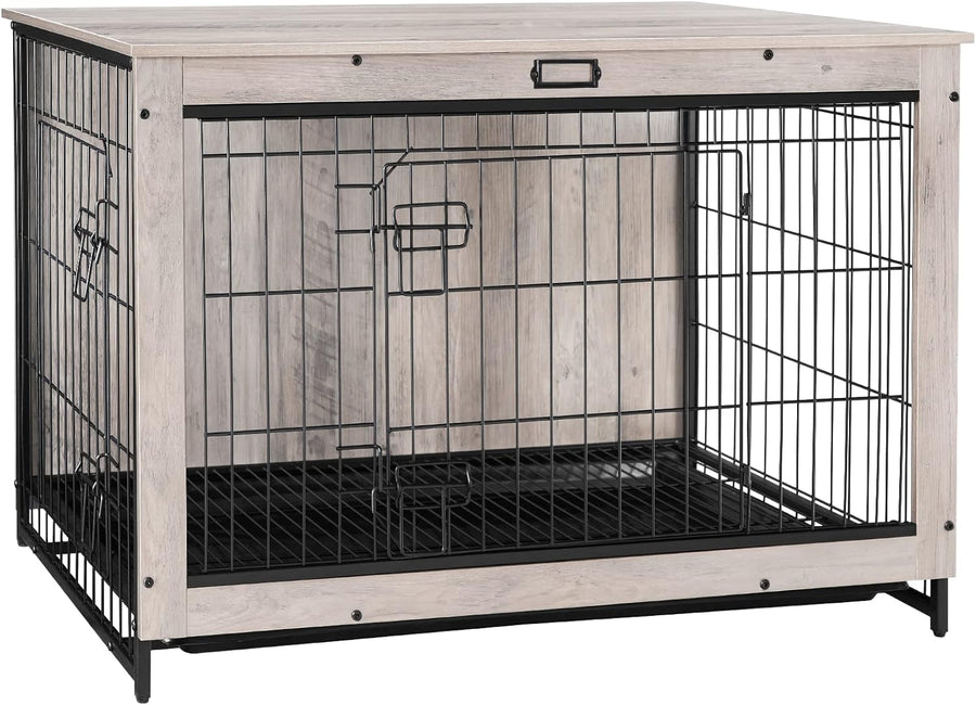 Dog Crate Furniture, Large Dog Kennel Indoor, 38.6" Wooden Pet Furniture - $90