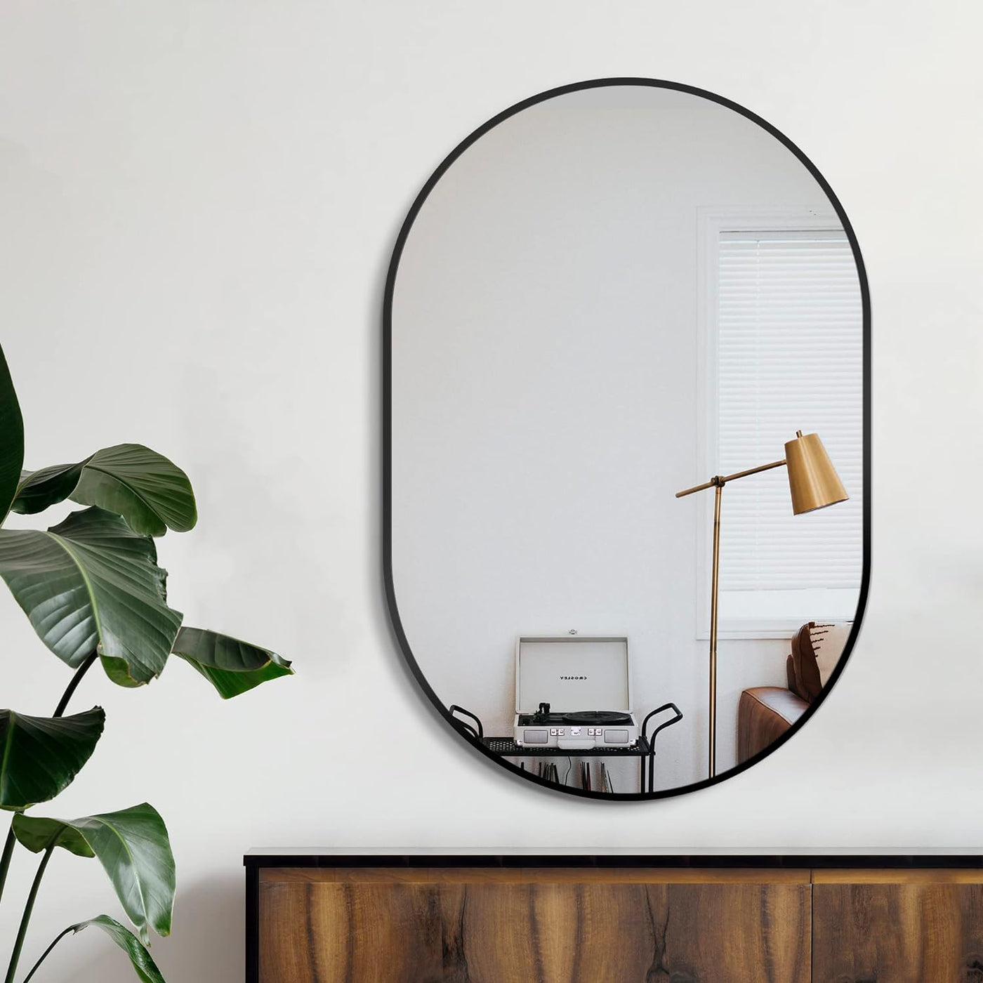 Bathroom Mirror for Wall,36''x24'',Black Oval Mirror for Bedroom Entryway Bathroom - $40