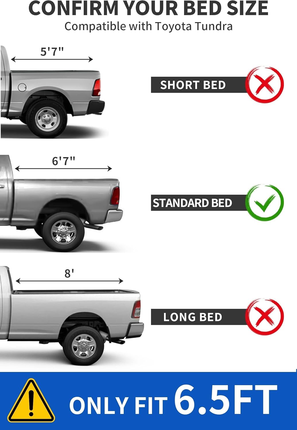 OEDRO Soft Quad Fold Truck Bed Tonneau Cover Compatible with 2022-24 Toyota Tundra - $120