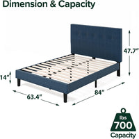 ZINUS Omkaram Upholstered Platform Bed Frame, Mattress Foundation, Queen - $160