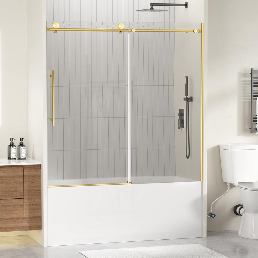 Frameless Bathtub Shower Doors 56-60" Width x 59" Height with 5/16" (8mm) - $325