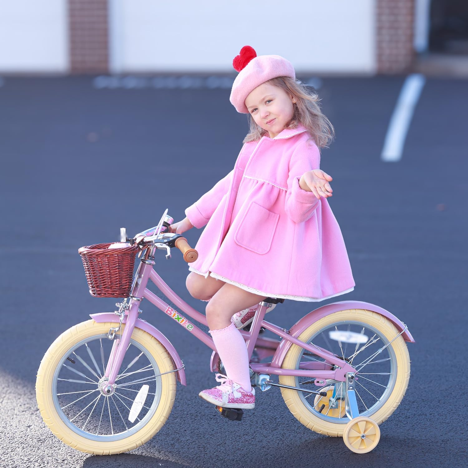 Retro Design Girls Bike with Basket for 5-13 Years Old Kids, 16 Inch Kid Bicycle - $115