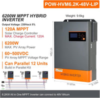 6200W Hybrid Solar Inverter 48V 220V Off Grid Inverter with MPPT 120A Charger - $975