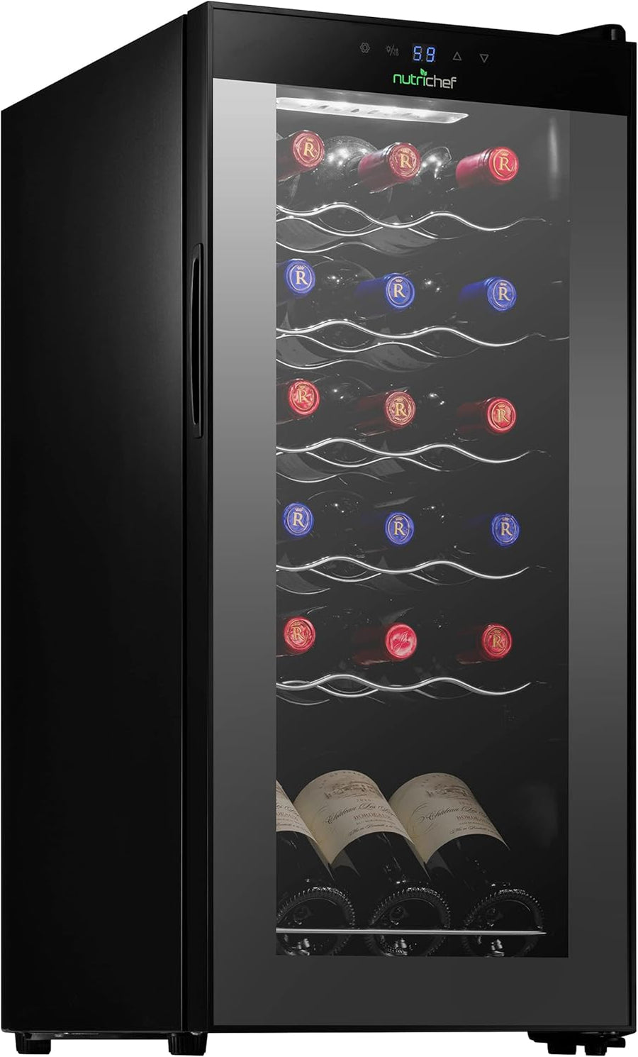 Nutrichef 18 Bottle Slim Wine Fridge | Red & White Wine Chiller, 30x13x17 IN - $185