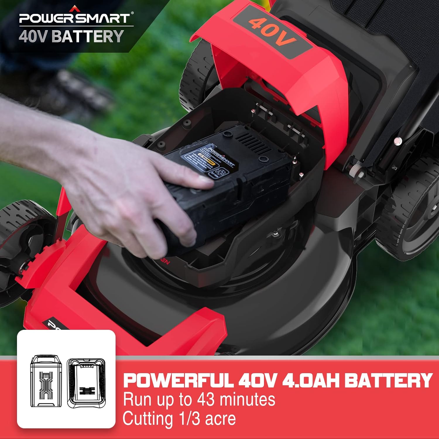 PowerSmart 40V MAX Cordless Lawn Mower Battery Powered with Bag (Lightly Used) - $150