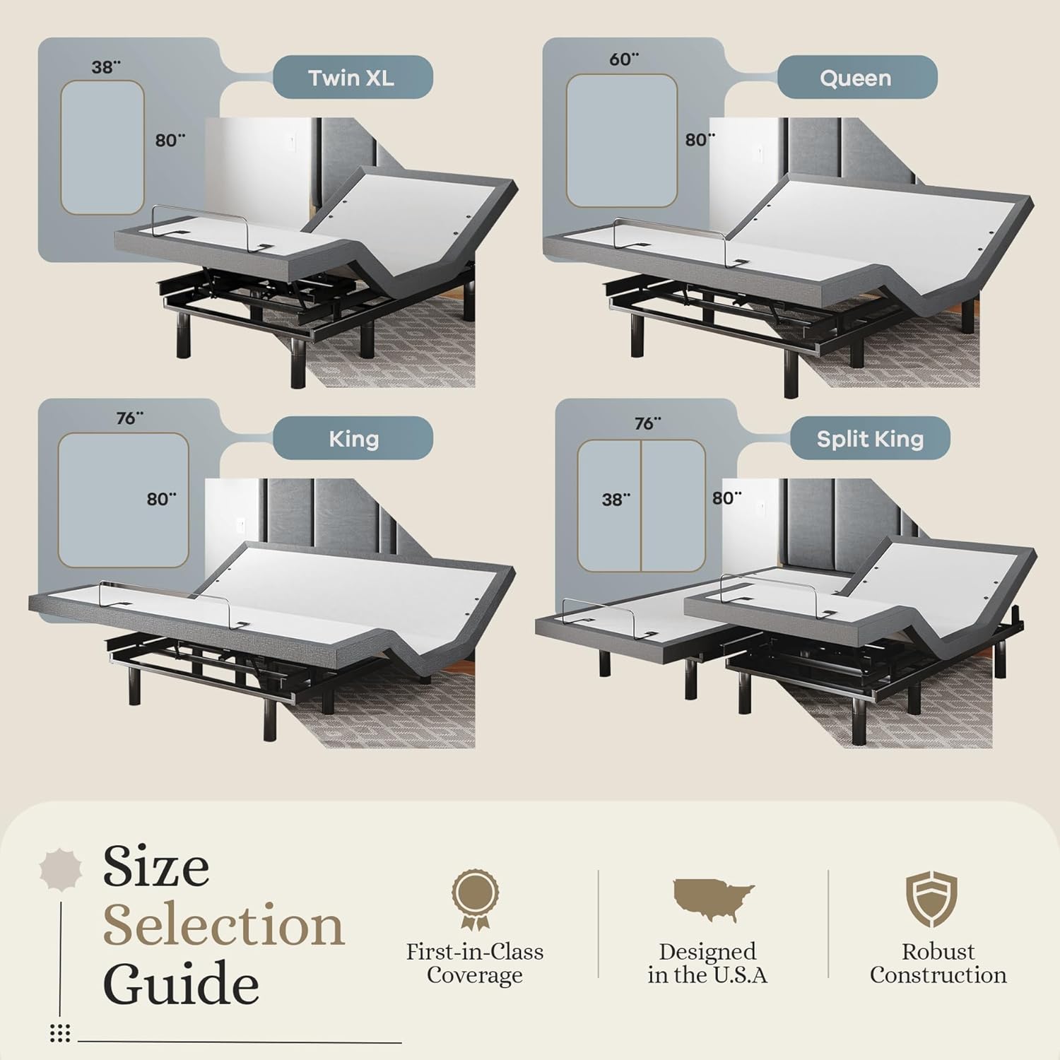 Sven & Son Classic Adjustable Bed Base, Head and Foot Lift - Twin XL - $420