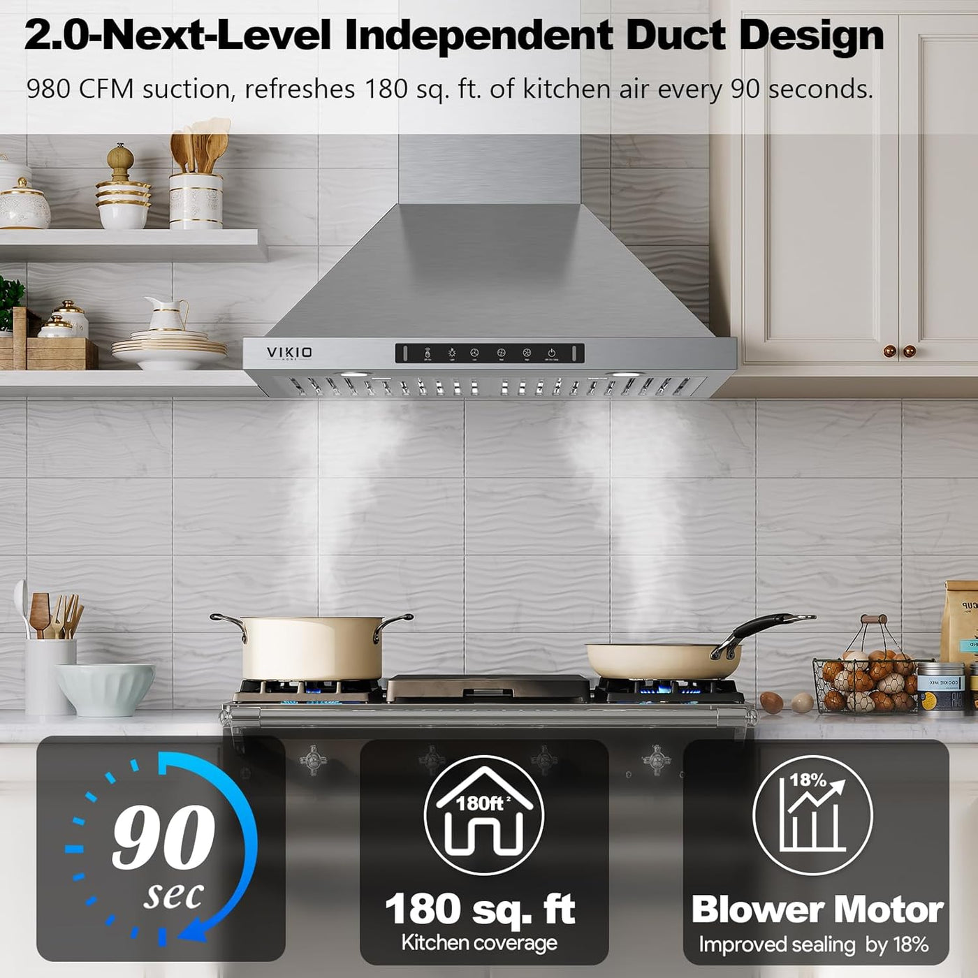 Wall Mount Range Hood 30 inch,Kitchen Vent Hoods 980 CFM Ducted/Ductless - $260