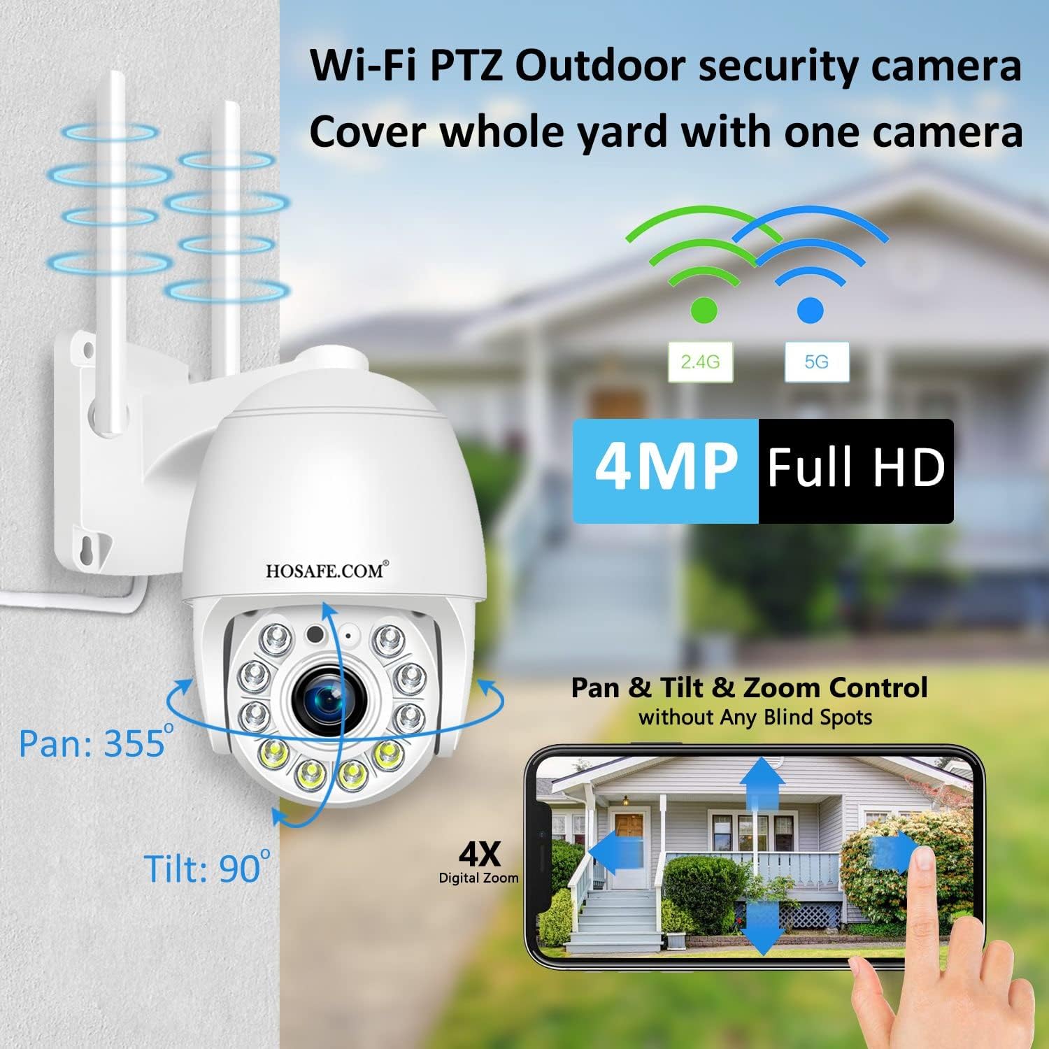 Security Camera Outdoor Motion Detection Pan Tilt Auto Tracking Two Way Audio - $45