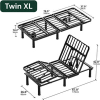 SunsGrove Twin XL Adjustable Bed Frame with Wireless Remote, Electric Bed - $150