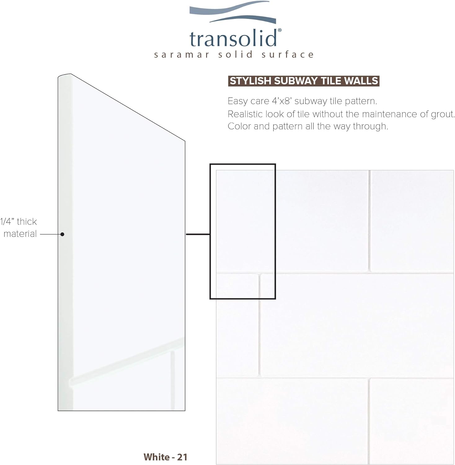 Transolid SWK483696-21 SaraMar 36-in X 48-in X 96-in Glue 3-Piece Shower Wall Kit - $920