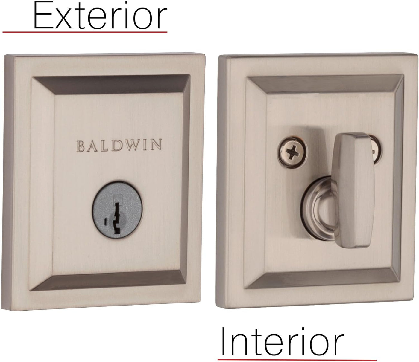 Baldwin Spyglass, Single Cylinder Front Door Deadbolt, in Satin Nickel - $25