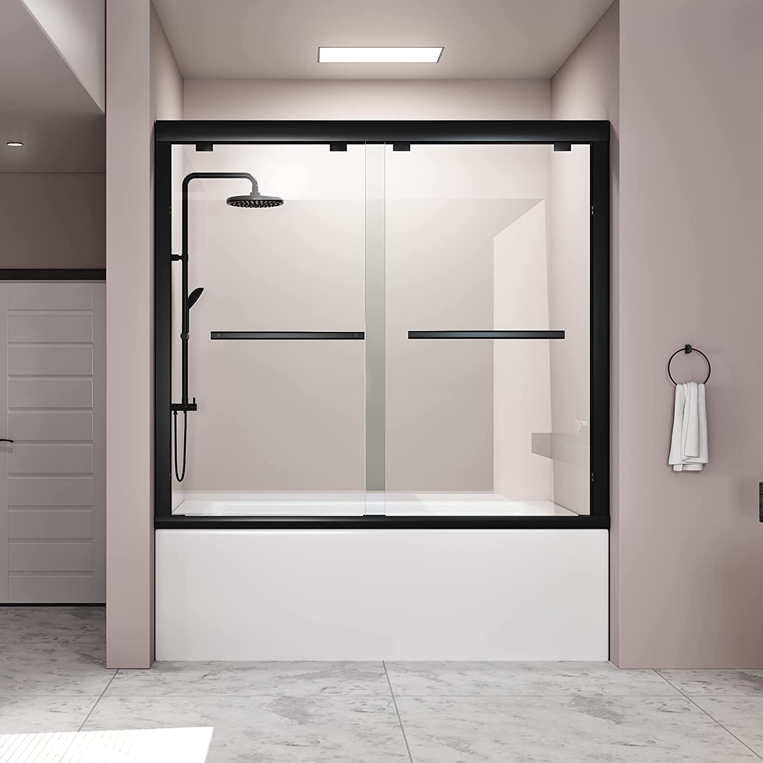 DELAVIN 56-59 in. Semi-Frameless Double Sliding Tub Door- $200