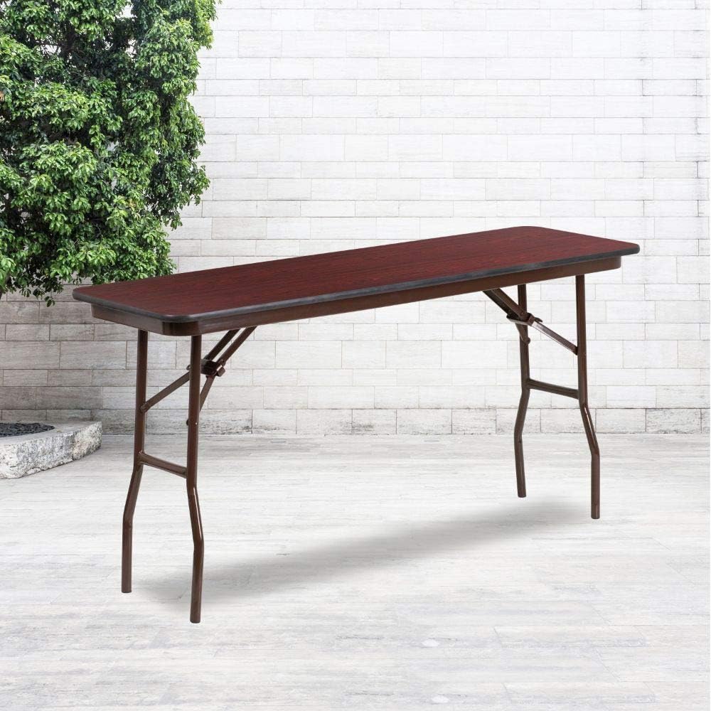 Flash Furniture Frankie 5-Foot Mahogany Melamine Laminate Folding Training Table - $50