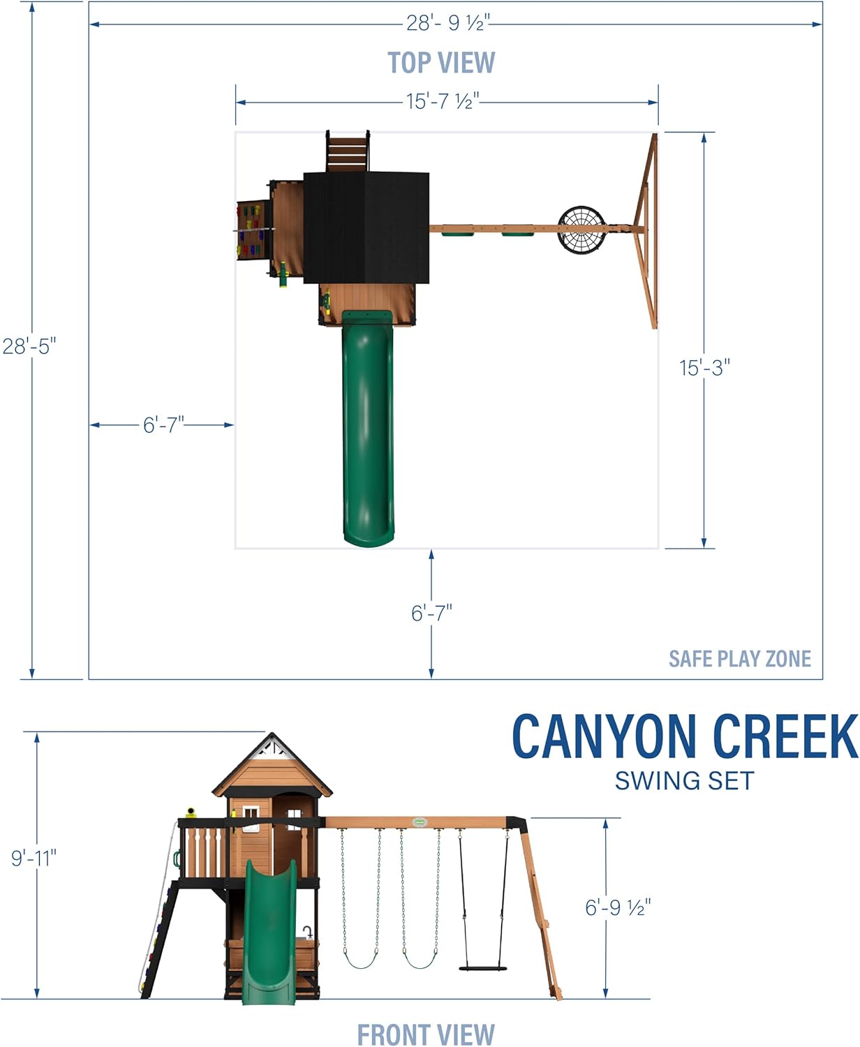 Backyard Discovery Canyon Creek Swing Set, Playhouse with Grill (No slide) - $800