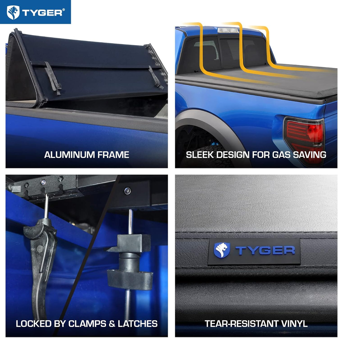 Tyger Auto T3 Soft Tri-fold Truck Bed Tonneau Cover|5'4" (64") Bed | TG-BC3H1065 - $135