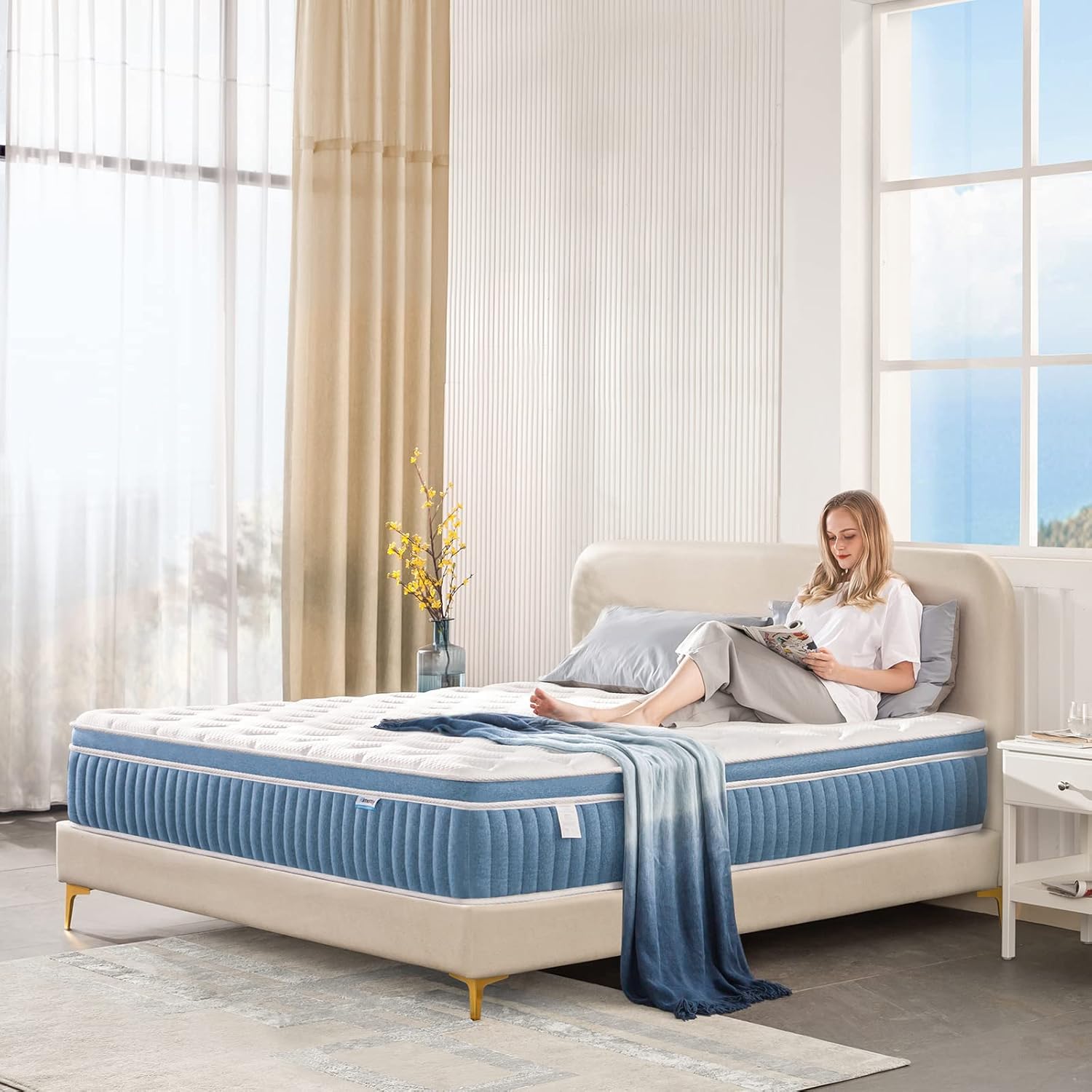 Rimensy Full Mattress, 12 Inch Hybrid Mattress in a Box, Gel Memory Foam Mattress - $115