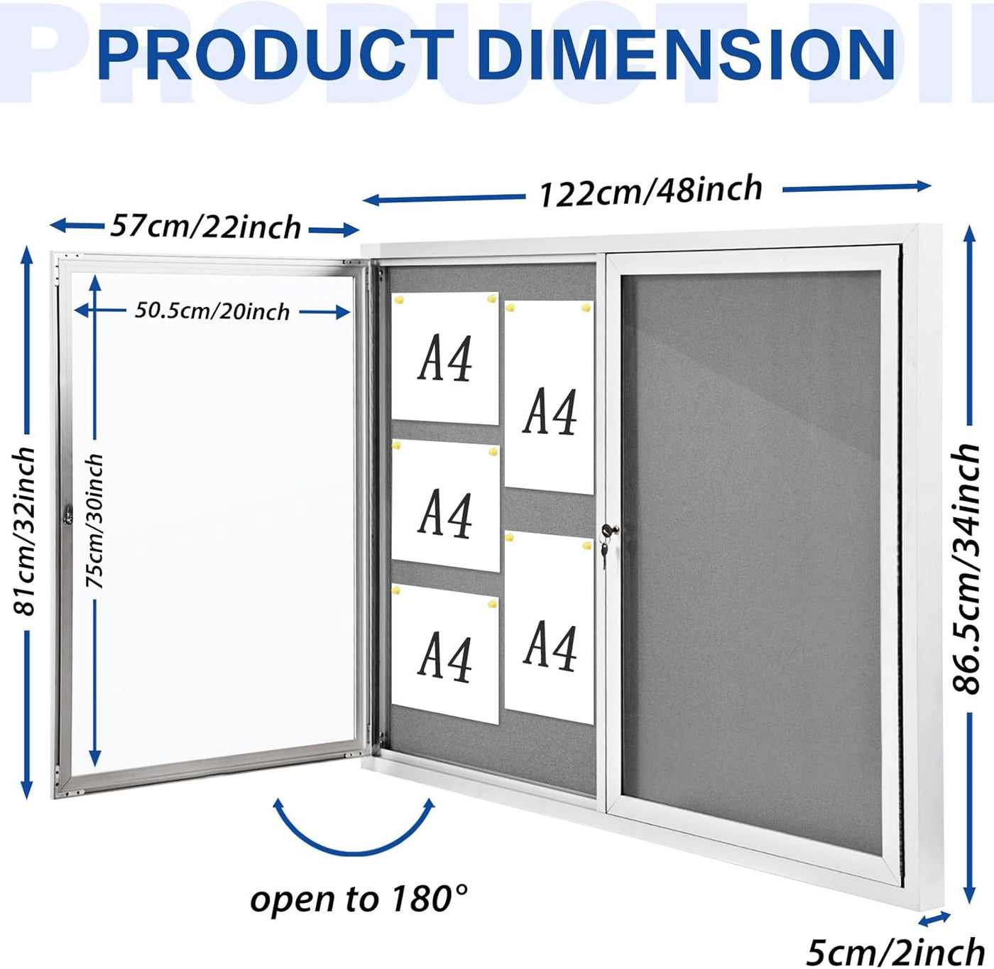 Swansea Weather Resistant Enclosed Bulletin Board Gray Fabric Displays Boards - $240