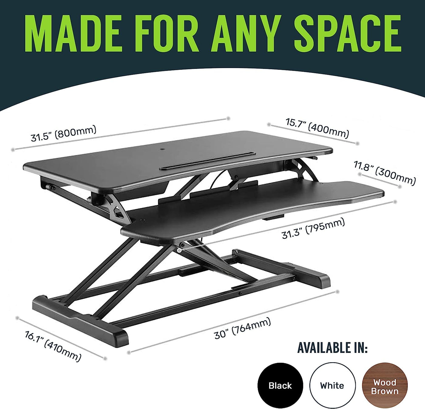 TechOrbits Standing Desk Converter-32-inch Height Adjustable - $70