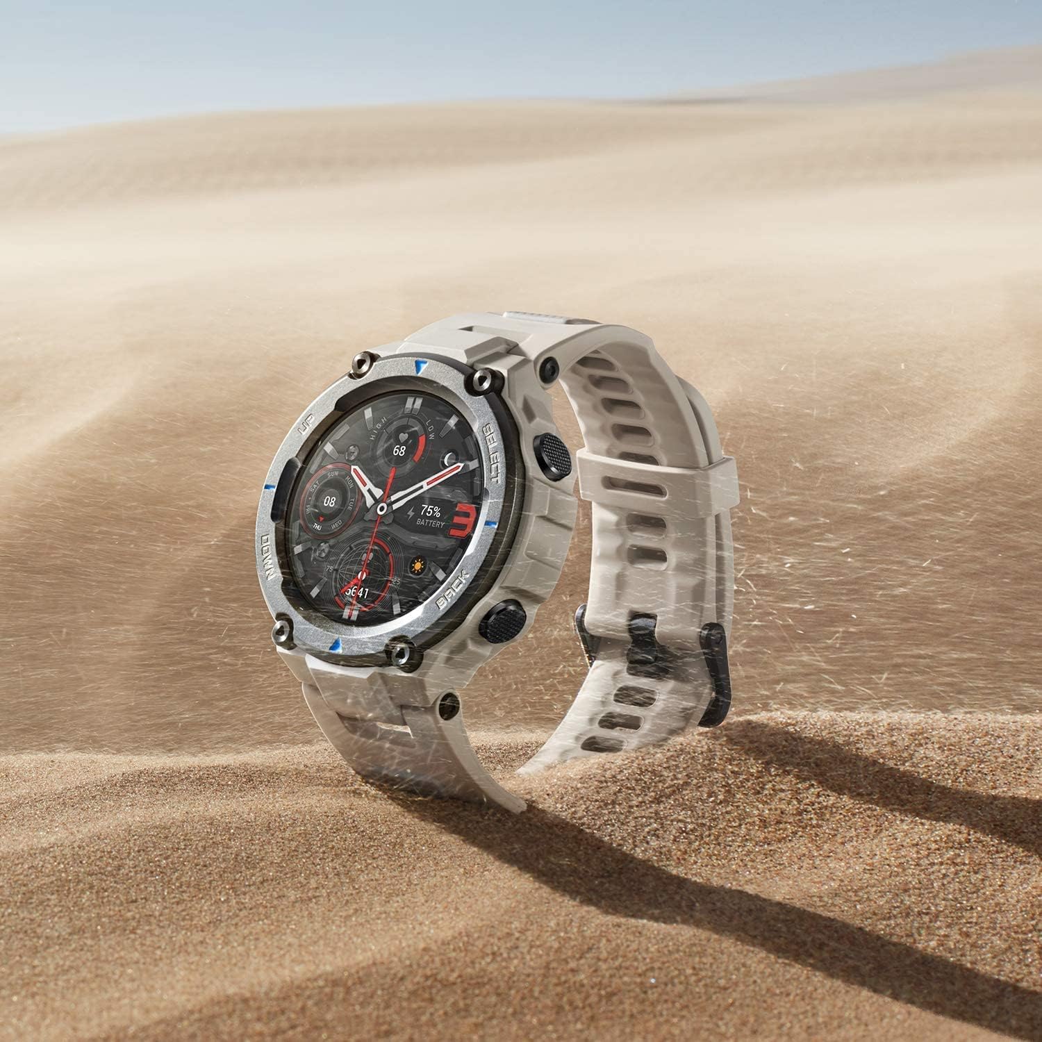 Amazfit - T-Rex Pro Smartwatch Polycarbonate 33mm - Desert Gray - $100