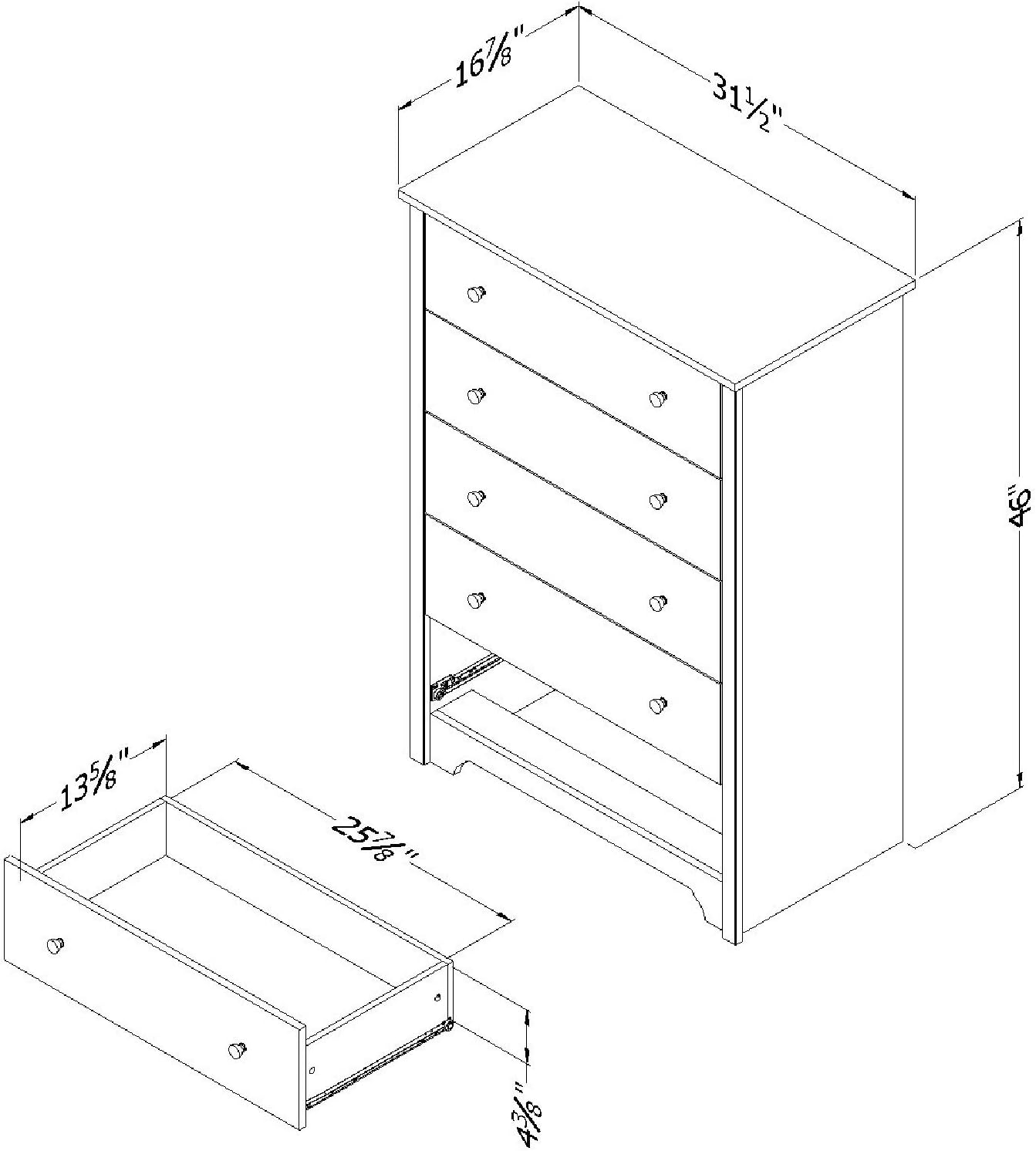 South Shore Vito Collection 5-Drawer Dresser, Chocolate with Matte Nickel Handles - $100