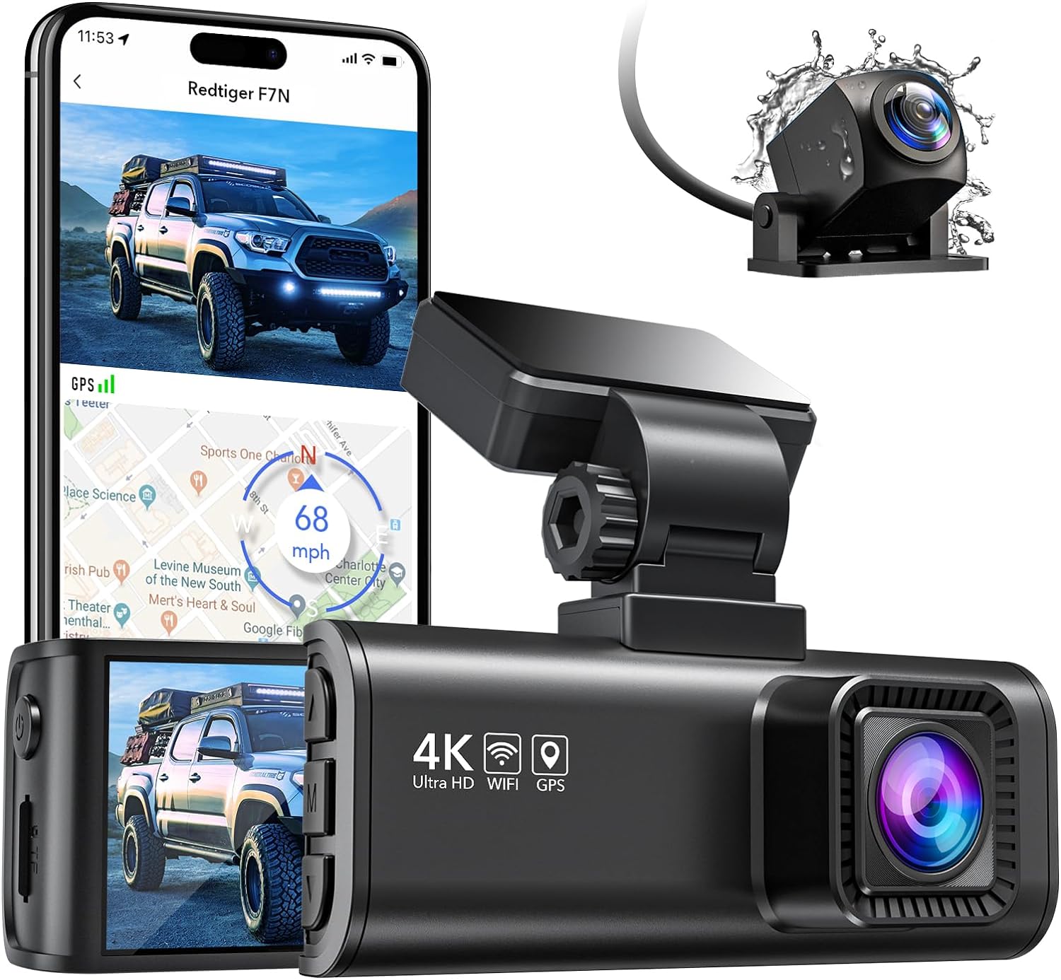 REDTIGER F7N 4K Dash Cam Front and Rear - $120