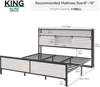 YITAHOME Farmhouse King Bed Frame with Bookcase Headboard, Platform Bed Frame - $190