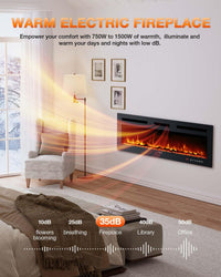 Electric Fireplace 60Inch,Realistic Flame Electric Fireplace Heater,Log Set - $130