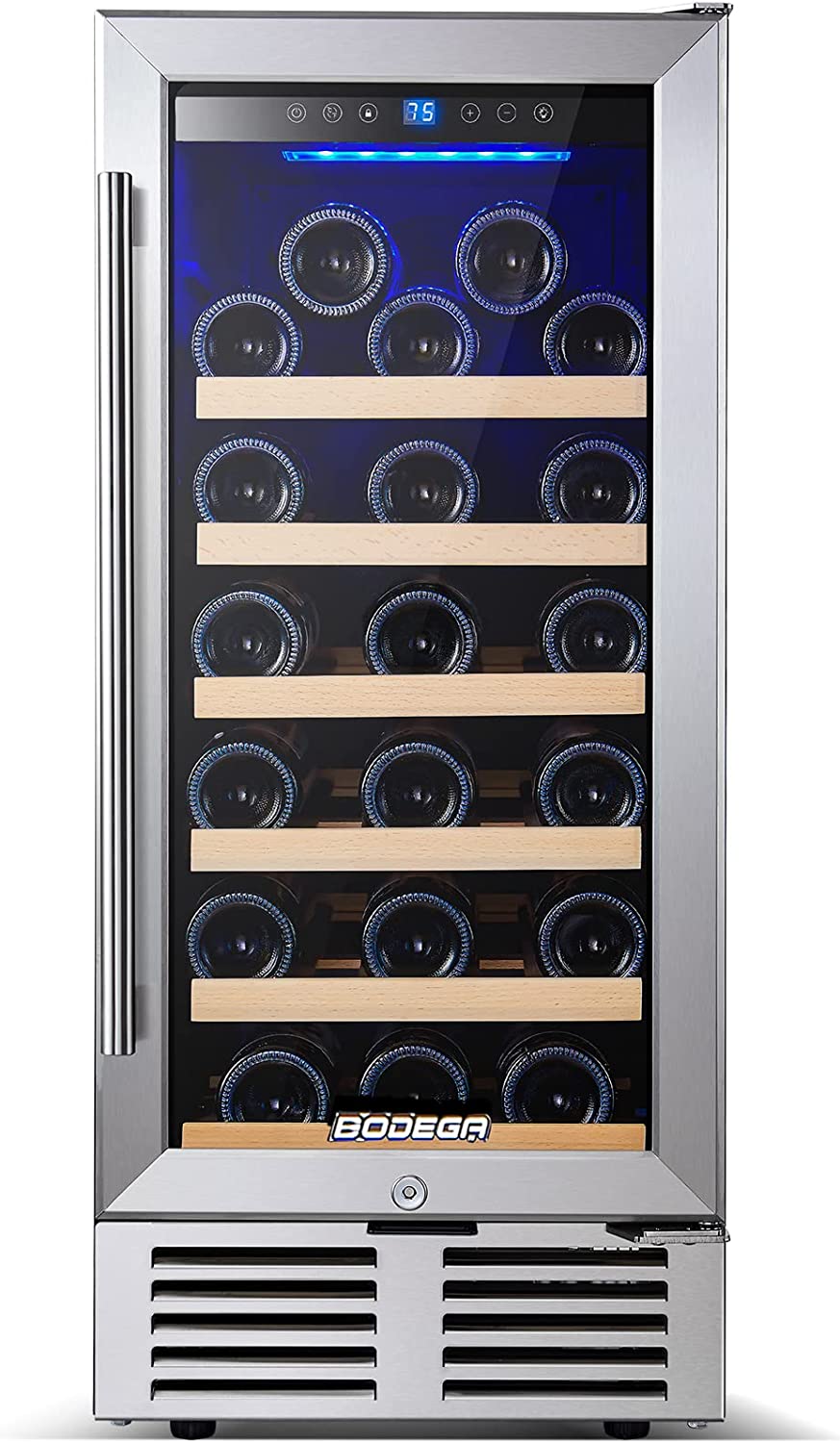 BODEGA 15 Inch Wine Cooler Under Counter, 31 Bottle Mini Fridge Wine Cooler-$390