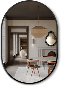 Bathroom Mirror for Wall,36''x24'',Black Oval Mirror for Bedroom Entryway Bathroom - $40
