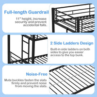 VECELO Twin Over Twin Bunk Bed with Trundle, Metal Bunkbeds with Ladder - $130