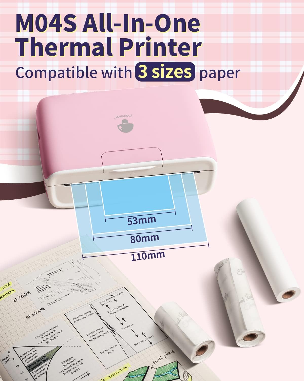 Phomemo 4" Portable Thermal Printer, Support 2/3/4 inch Printing Width - $60