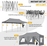 Pop Up Canopy 10x20,Heavy Duty Commercial Canopy Tent, Waterproof Outdoor - $210