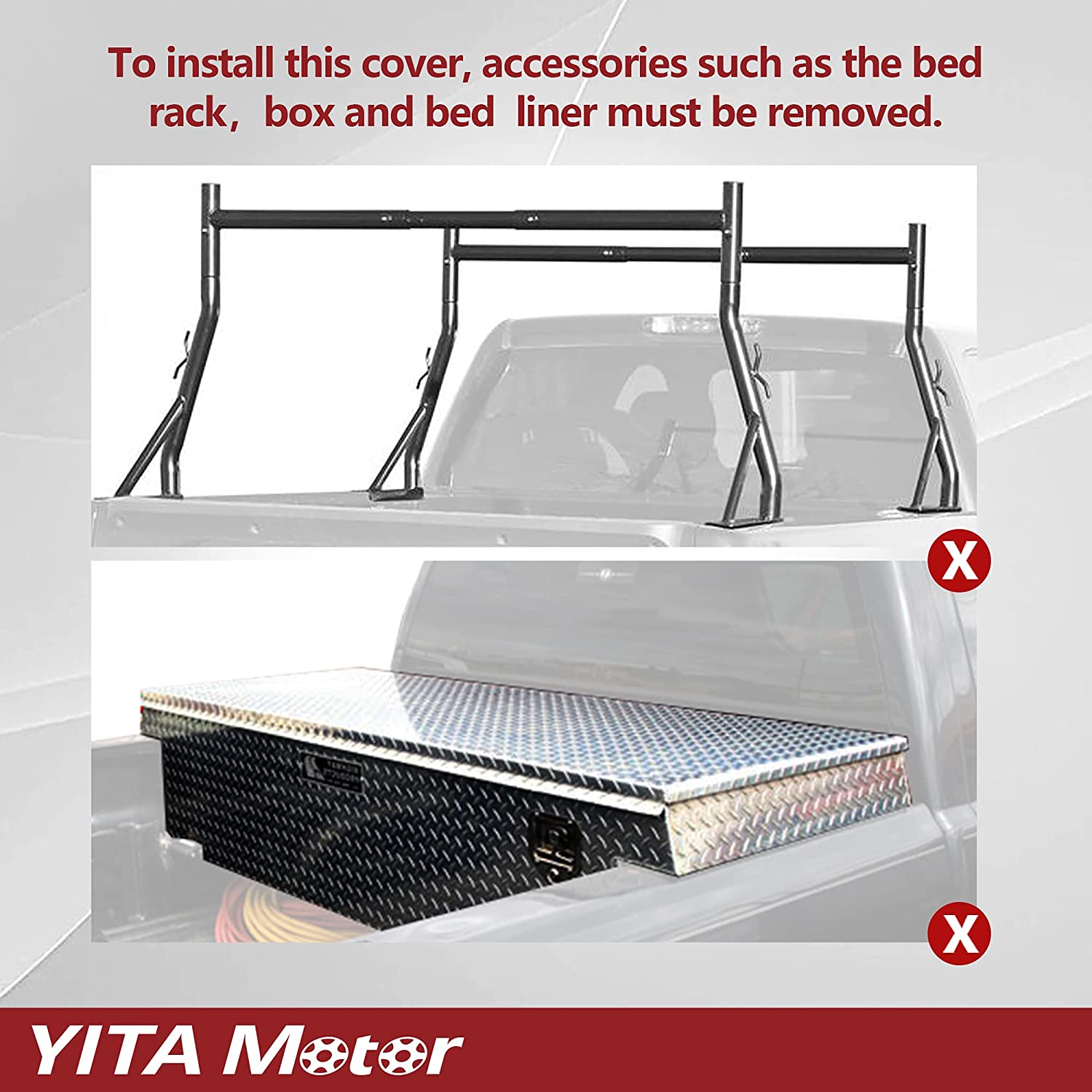 YITAMOTOR Soft Tri-fold Truck Bed Tonneau Cover, Fleetside 5.8 ft Bed - $125