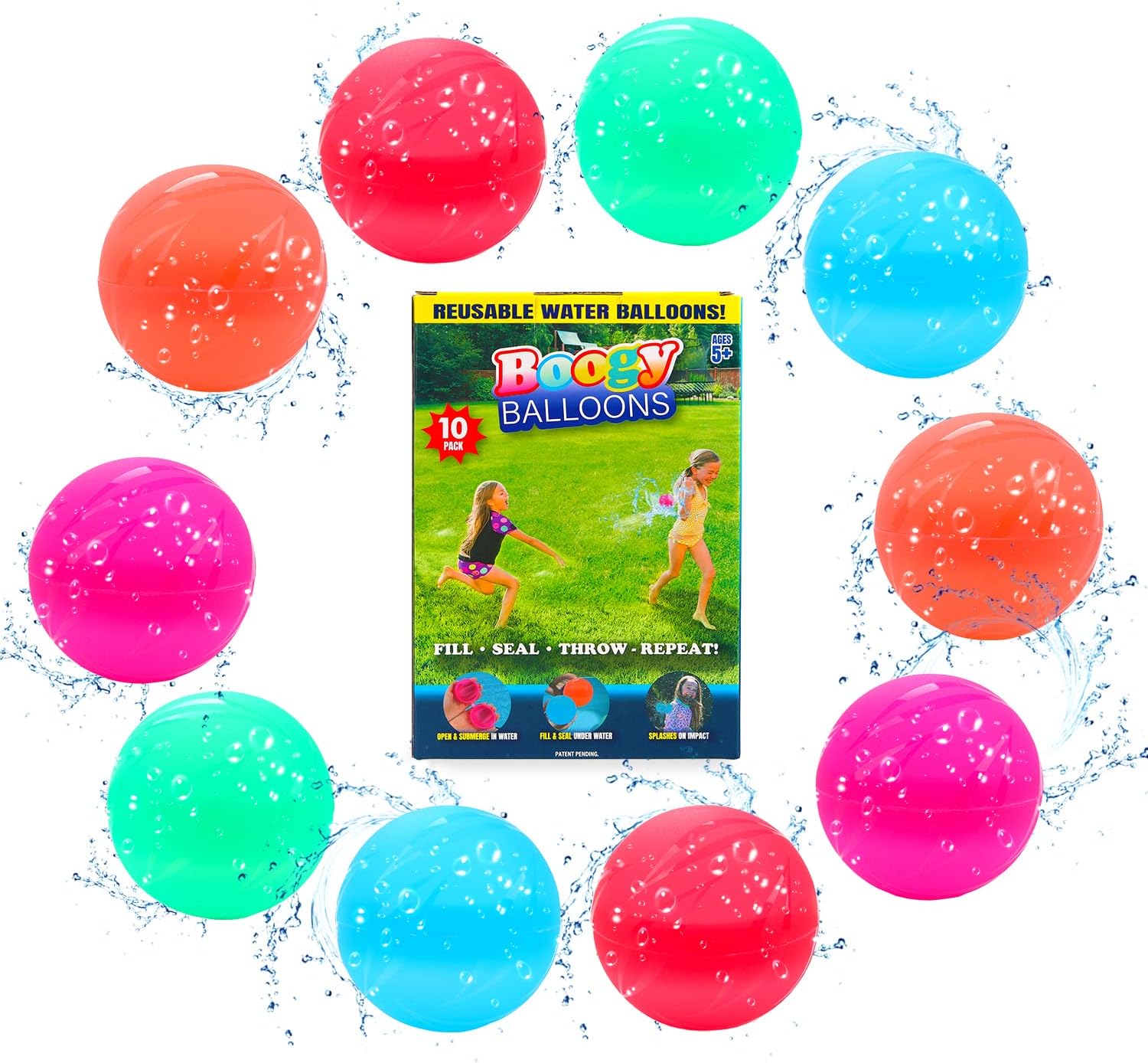 Boogy Balloons, Reusable Water Balloons, Easy to Fill (10 Pack) - $5