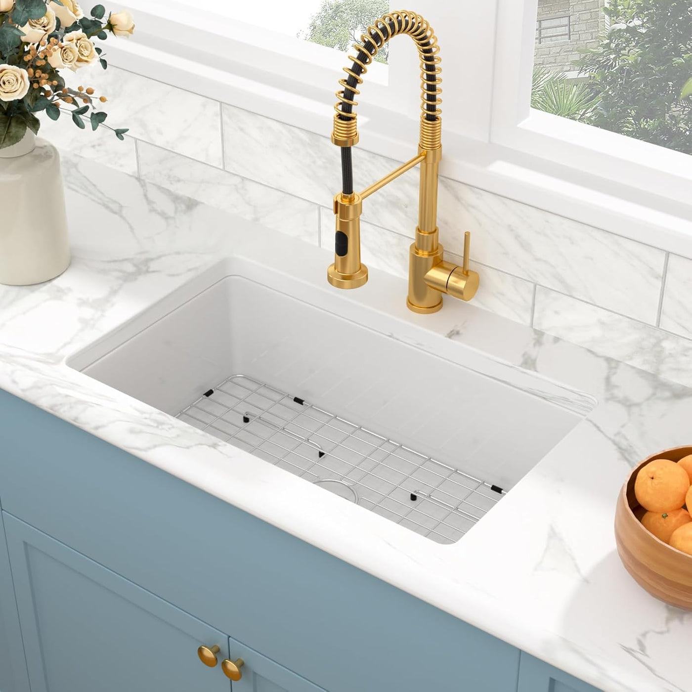 Sarlai 32 Inch White Undermount Sink Fireclay 32x19 Inch White Kitchen Sink - $190